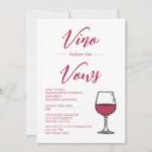 Invitation Vino Avant Le Vows Bachelorette Party (Devant)