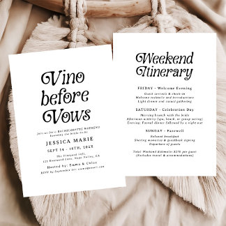 Invitation Vino avant les fenêtres | Bachelorette rétro minim