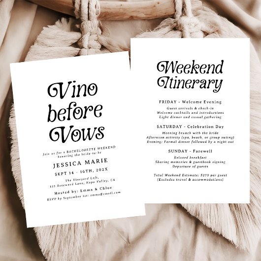 Invitation Vino avant les fenêtres | Bachelorette rétro minim