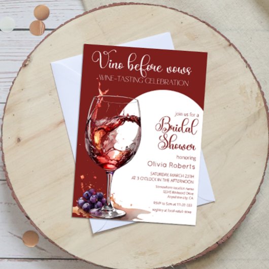 Invitation Vino avant les voeux Fête des mariées de dégustati