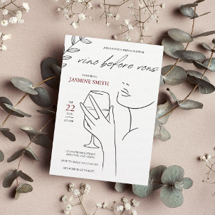 Invitation vino avant voeux Elegant noir & blanc douche nupti
