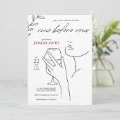 Invitation vino avant voeux Elegant noir & blanc douche nupti (Debout devant)