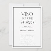 Invitation Vino Avant Vows Black & White Fête des mariées (Devant)