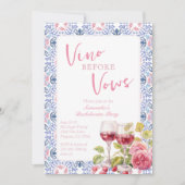 Invitation Vino Avant Vows Dégustation De Vin Bachelorte (Devant)