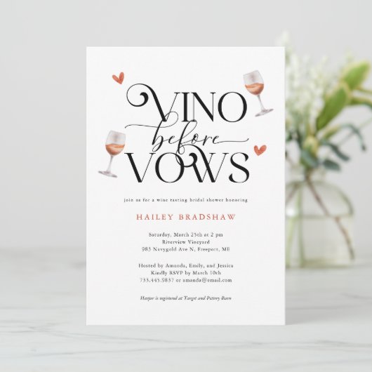 Invitation Vino avant Vows Fête des mariées (Debout devant)
