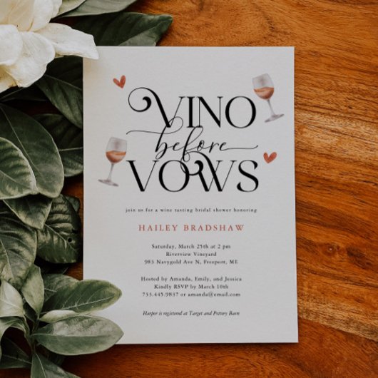 Invitation Vino avant Vows Fête des mariées