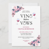 Invitation Vino Avant Vows Floral Vine Thème Fête des mariées (Devant)