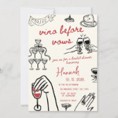 Invitation Vino Avant Vows Main Tirée Fête des mariées Rouge (Devant)