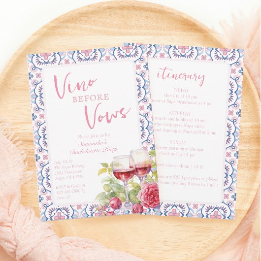 Invitation Vino Avant Vows Napa Bachelorette
