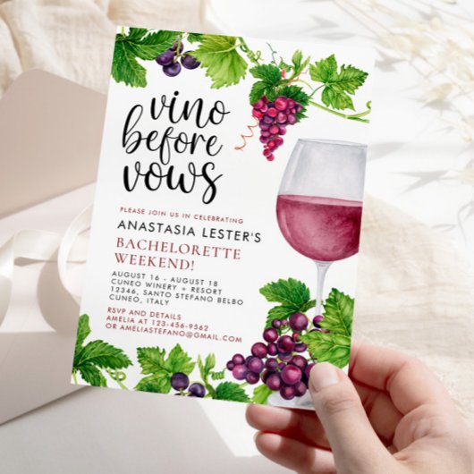 Invitation Vino Avant Vows Vin Bachelorte