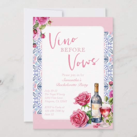 Invitation Vino Avant Vows Vineyard Bachelorte (Devant)