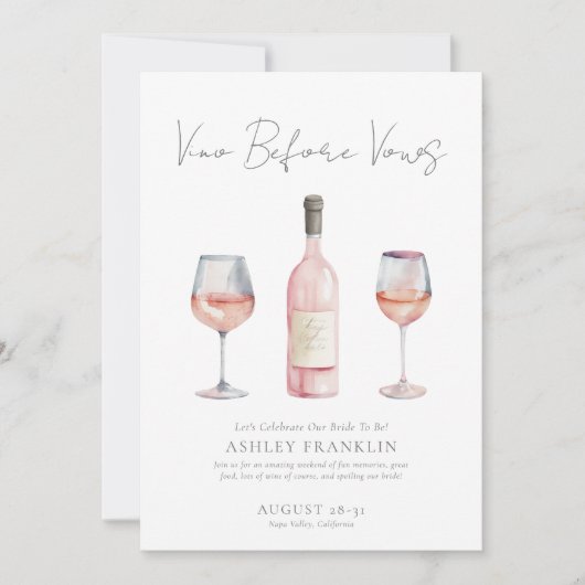 Invitation Vino Avant Vows Wine Bachelorte (Devant)