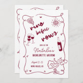 Invitation Vino Before Vows Bachelorette Itinéraire & Invitat (Devant / Derrière)