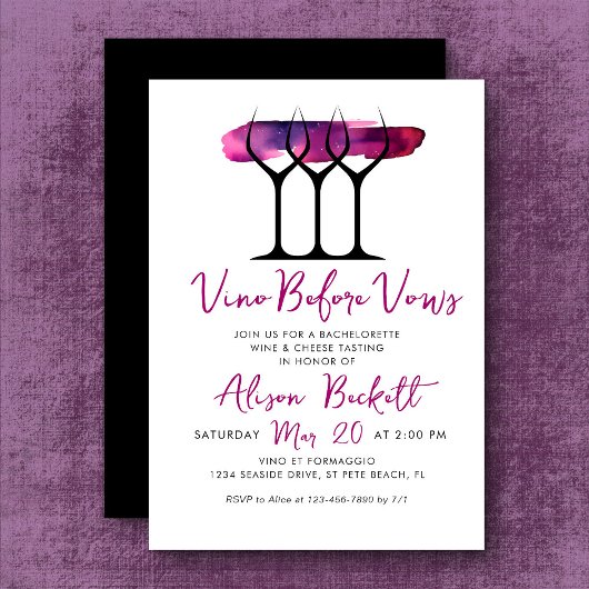 Invitation Vino Before Vows Bachelorette Vin Fromage