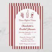 Invitation Vino Before Vows Burgundy Bridal Shower (Devant / Derrière)