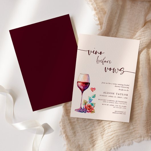 Invitation Vino Before Vows Vine Fête des mariées Bourgogne
