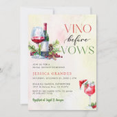 Invitation Vino Before Vows Vine Rose Thème Fête des mariées (Devant)
