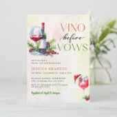 Invitation Vino Before Vows Vine Rose Thème Fête des mariées (Debout devant)