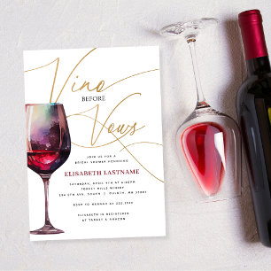 Invitation Vino Merlot Gold moderne avant Vows Fête des marié