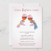 Invitation Vino moderne avant Vows Blush Fête des mariées ros (Devant)