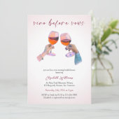 Invitation Vino moderne avant Vows Blush Fête des mariées ros (Debout devant)