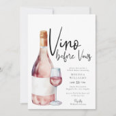 Invitation Vino rose avant Vows Qr Code Fête des mariées phot (Devant)