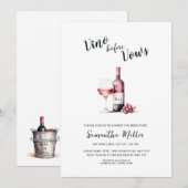 Invitation Vino simple avant Vows Fête des mariées de vin rou (Devant / Derrière)