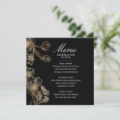 Invitation Vins à fleurs d'or Menu Mariage (Debout devant)