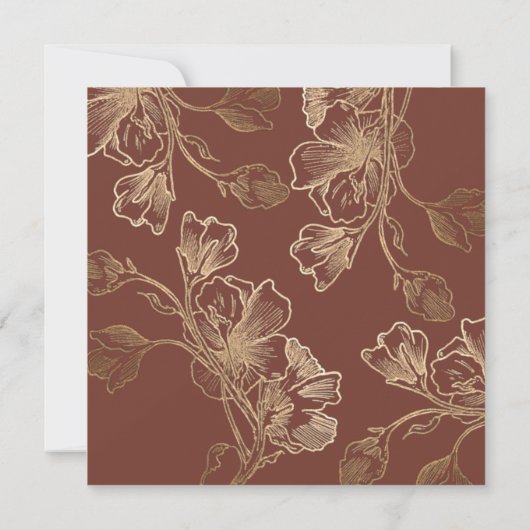 Invitation Vins à fleurs d'or Menu Mariage (Dos)