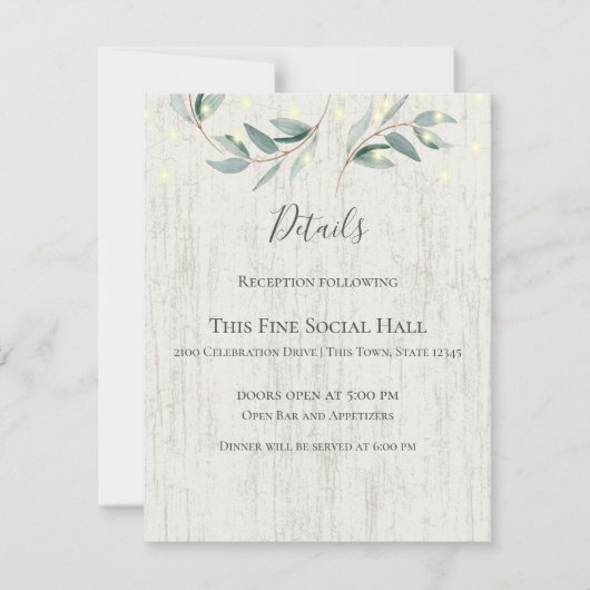 Invitation Vins botaniques et lumières Mariage rustique (Devant)