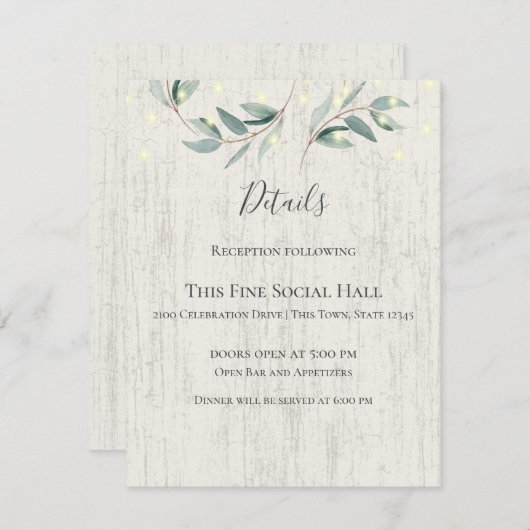 Invitation Vins botaniques et lumières Mariage rustique (Devant / Derrière)