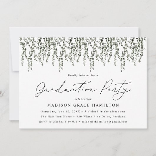 Invitation Vins d'aquarelle fête de graduation (Devant)