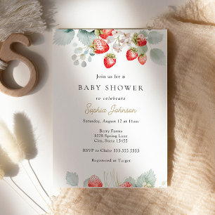 Invitation Vins de fraise Berry Baby shower sucré