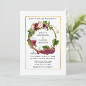 Invitation Vins de raisin d'aquarelle Mariage photo de la cou (Debout devant)
