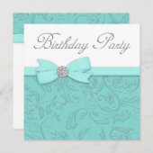 Invitation Vins de Swirl Turquoise Bleu fête d'anniversaire (Devant / Derrière)