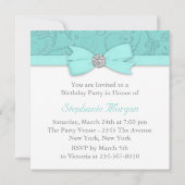 Invitation Vins de Swirl Turquoise Bleu fête d'anniversaire (Dos)