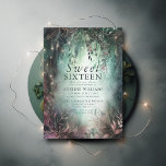 Invitation Vins d'or de la forêt enchantée Mauve Magical Swee<br><div class="desc">Une aquarelle fantaisie illustrant le feuillage luxuriant vert émeraude et mauve et violet, brillant de lumières féeriques et de poussière magique, orne ce printemps automne Sweet 16 invitation avec un thème de forêt enchanté. Une invitation élégante et moderne pour un conte de fées seizième anniversaire. Parfait pour les filles et...</div>
