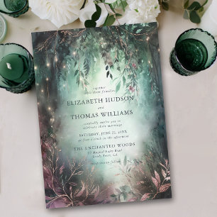 Invitation Vins d'or de la forêt enchantée Mauve Mariage magi