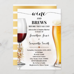Invitation Vins et brasses Automne Eucalyptus Wedding shower