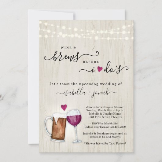 Invitation Vins et brasses avant de faire Fête des mariées Co (Devant)