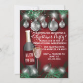 Invitation Vins et ornements Fête de Noël Rouge (Devant)