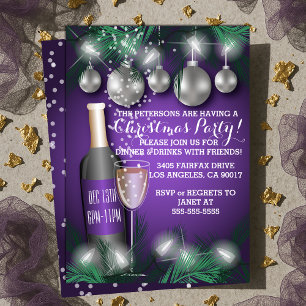Invitation Vins et ornements Noël Soirée de Noël