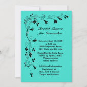 Invitation Vins floraux noirs Turquoise ou Couleur Bride douc (Devant)