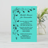 Invitation Vins floraux noirs Turquoise ou Couleur Bride douc (Debout devant)