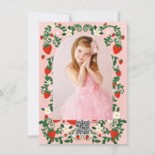 Invitation Vins floraux roses et rouges Fraise fête d'anniver (Dos)