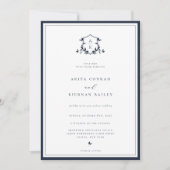 Invitation Vins intemporels Marine Monogram Crest Mariage (Devant)