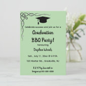 Invitation Vins modifiables Feuilles et Casquette Mortarboard (Debout devant)