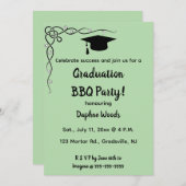 Invitation Vins modifiables Feuilles et Casquette Mortarboard (Devant / Derrière)