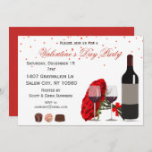 Invitation Vins romantiques Roses Saint Valentin (Devant / Derrière)