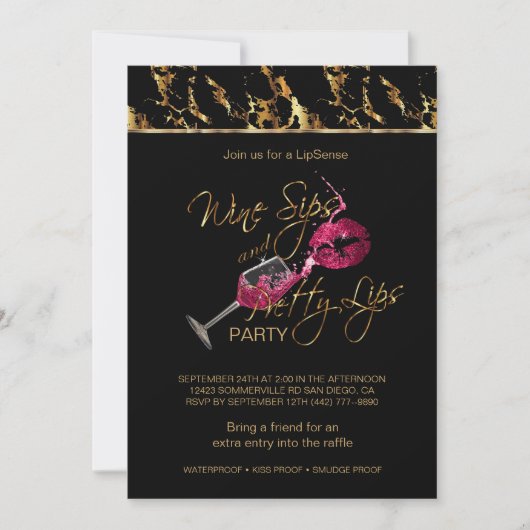 Invitation Vins Sips et jolies lèvres Lipsense Party (Devant)